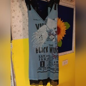 SALVAGE Iconic The Vultures "BLACK WIDOW" With Rhinestone Accents. M